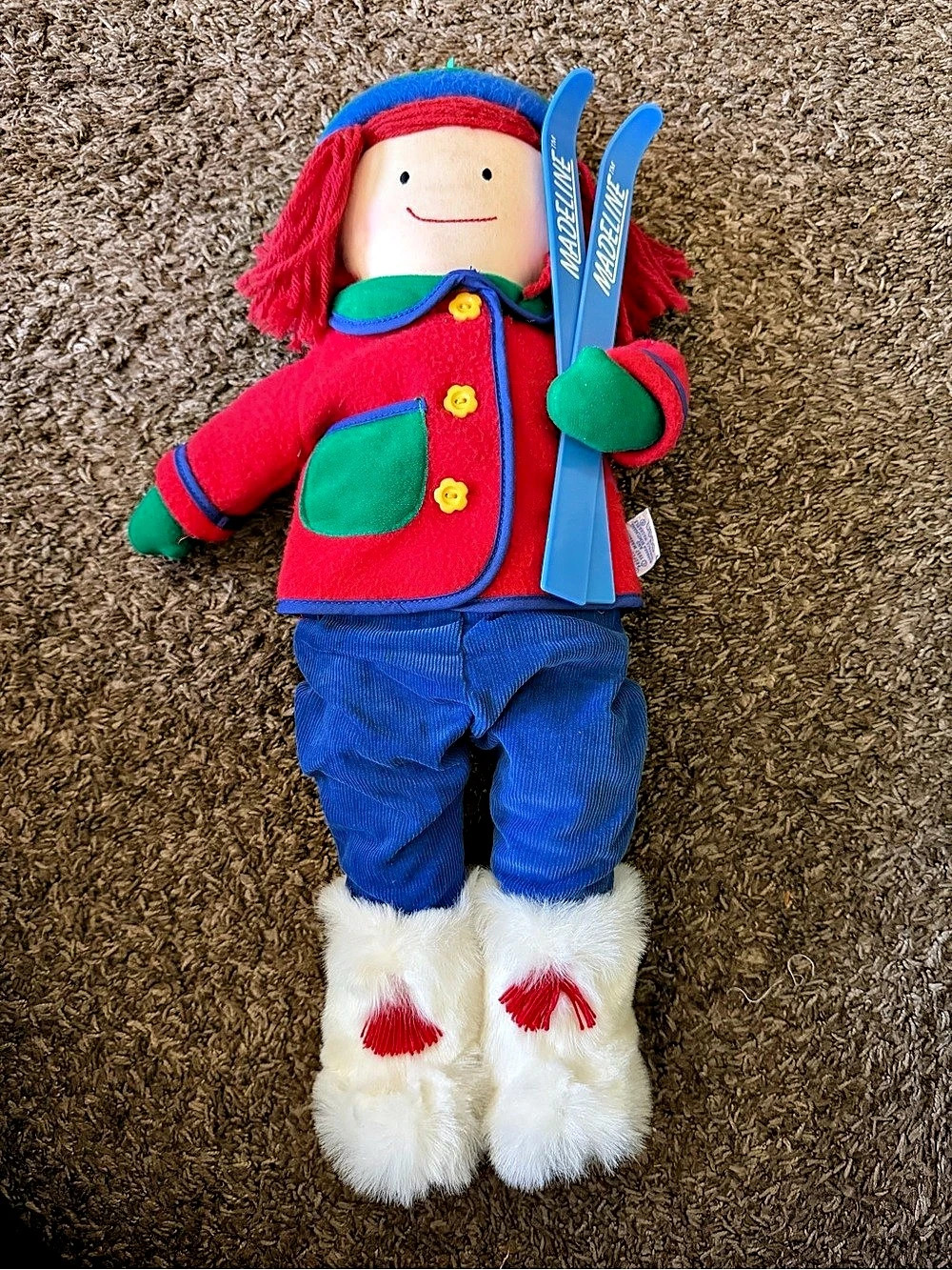 Vintage 1997 Eden Madeline Alpine Ski Doll Plush Soft Toy Complete With Skis 16"